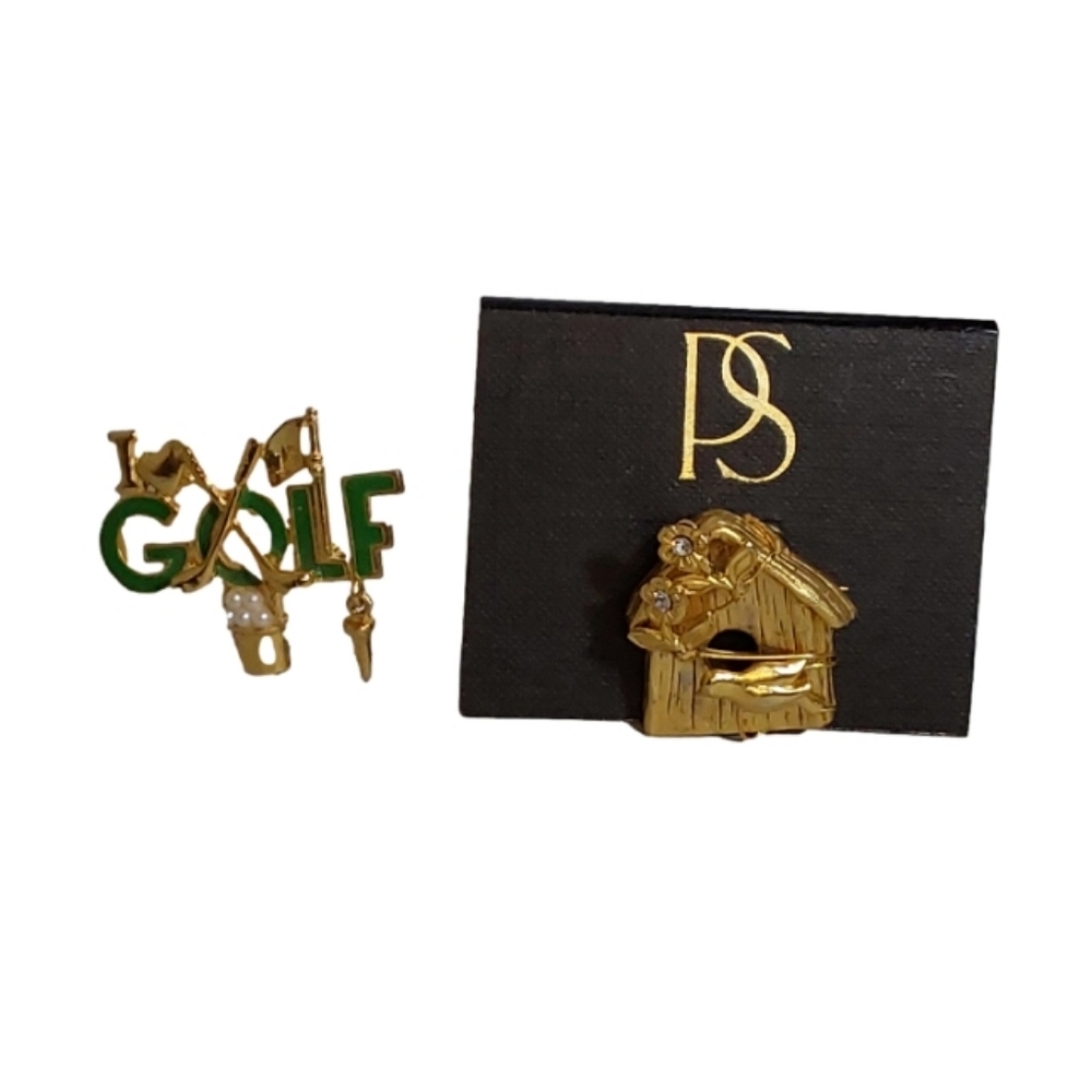 I LOVE GOLF PIN BROOCH &‎ BIRD CAGE BIRD
